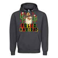 Smoke feliz navidad mexican santa Zipper Hoodie - MaliasSmallBusiness