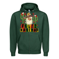 Sports Green feliz navidad mexican santa Zipper Hoodie - MaliasSmallBusiness
