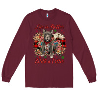 Burgundy Christmas life is better with a pittie Long Sleeve Tee - JahusDesignShop