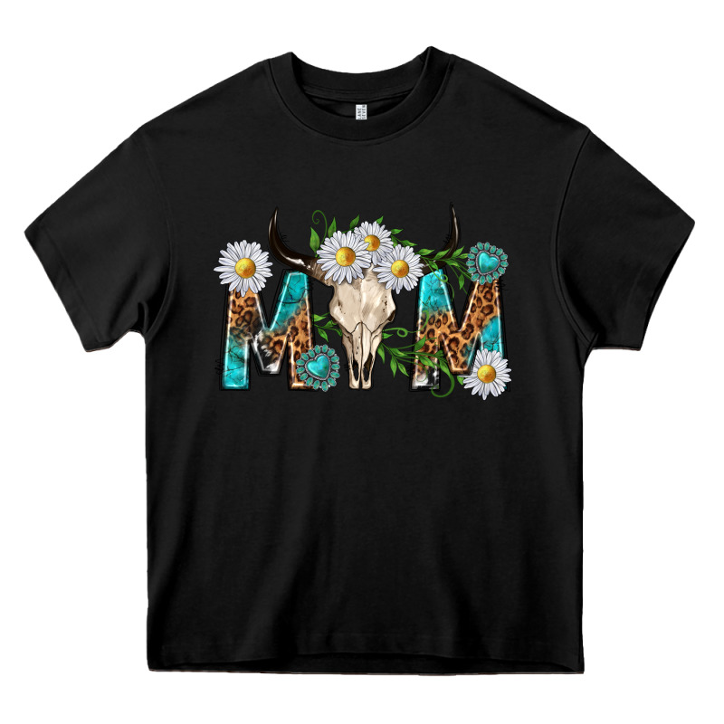 Mom With Bull Skull Heavy Core Tee by texasbilliewilder | Teevron