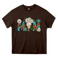 Chocolate Brown mom with bull skull Heavy Core Tee - texasbilliewilder