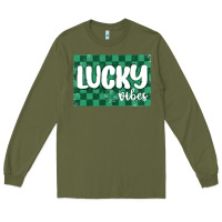 Army Green lucky vibes Long Sleeve Tee - MaliasSmallBusiness