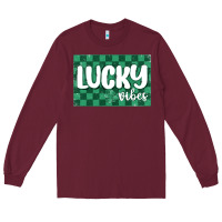 Burgundy lucky vibes Long Sleeve Tee - MaliasSmallBusiness