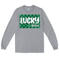 Heather Grey lucky vibes Long Sleeve Tee - MaliasSmallBusiness