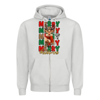 Dove Grey merry christmas reindeer Zipper Hoodie - MaliasSmallBusiness