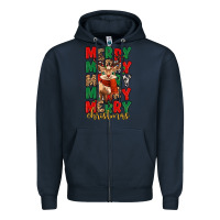 Navy merry christmas reindeer Zipper Hoodie - MaliasSmallBusiness