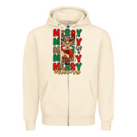Sandshell merry christmas reindeer Zipper Hoodie - MaliasSmallBusiness