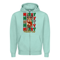 Seafoam merry christmas reindeer Zipper Hoodie - MaliasSmallBusiness