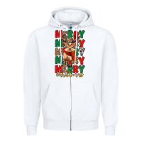 White merry christmas reindeer Zipper Hoodie - MaliasSmallBusiness
