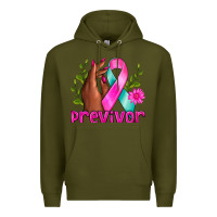 Army Green Previvor Breast Cancer Premium Hoodie - NancyCooperArtShop
