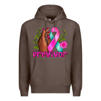 Coffee Previvor Breast Cancer Premium Hoodie - NancyCooperArtShop