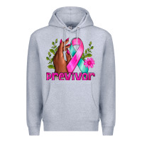 Heather Grey Previvor Breast Cancer Premium Hoodie - NancyCooperArtShop
