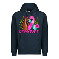 Navy Previvor Breast Cancer Premium Hoodie - NancyCooperArtShop