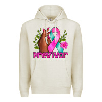Oatmeal Heather Previvor Breast Cancer Premium Hoodie - NancyCooperArtShop