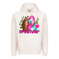 Pale Pink Previvor Breast Cancer Premium Hoodie - NancyCooperArtShop