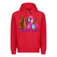Red Previvor Breast Cancer Premium Hoodie - NancyCooperArtShop