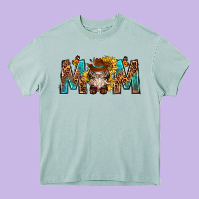 Mom With Bull Skull Heavy Core Tee Designed By Texasbilliewilder