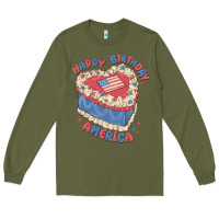 Army Green happy birthday america Long Sleeve Tee - MaliasSmallBusiness