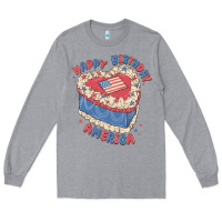Heather Grey happy birthday america Long Sleeve Tee - MaliasSmallBusiness