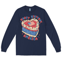 Navy happy birthday america Long Sleeve Tee - MaliasSmallBusiness