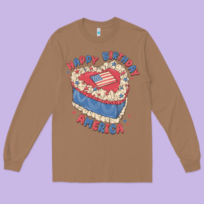 Happy Birthday America Long Sleeve Tee Designed By Maliassmallbusiness