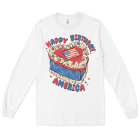 White happy birthday america Long Sleeve Tee - MaliasSmallBusiness