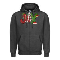 Charcoal Heather Joy Black Santa Zipper Hoodie - MaliasSmallBusiness