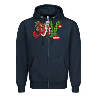 Navy Joy Black Santa Zipper Hoodie - MaliasSmallBusiness