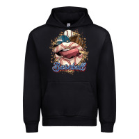 Black Baseball lips Urban Hoodie - HowdyJamesFarm