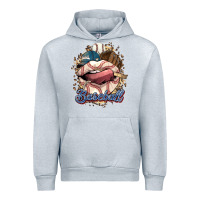 Heather Grey Baseball lips Urban Hoodie - HowdyJamesFarm