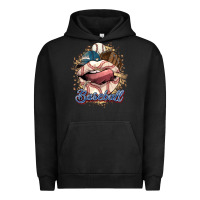 Pigment Black Baseball lips Urban Hoodie - HowdyJamesFarm