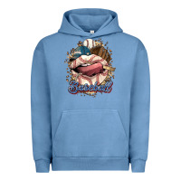 Pigment Pebble Blue Baseball lips Urban Hoodie - HowdyJamesFarm