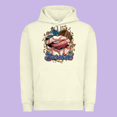 Baseball Lips Urban Hoodie Designed By Howdyjamesfarm