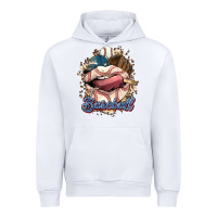 White Baseball lips Urban Hoodie - HowdyJamesFarm
