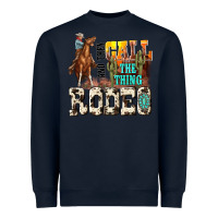 Navy and they call the thing rodeo Heavyweight Sweatshirt - NancyCooperArtShop