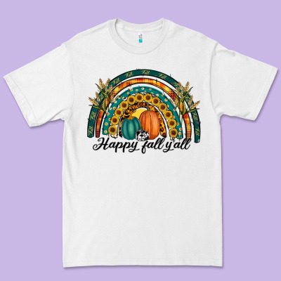 Happy Fall Y'all Rainbow Premium Tee Designed By Ranaportraitstore