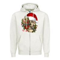 Oatmeal Heather So merry it's scary Zipper Hoodie - NancyCooperArtShop