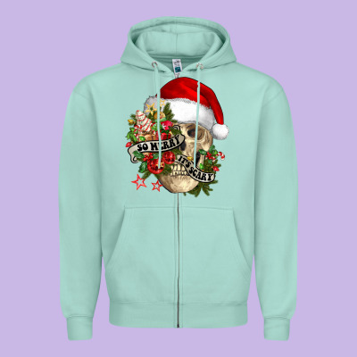 So Merry It's Scary Zipper Hoodie Designed By Nancycooperartshop
