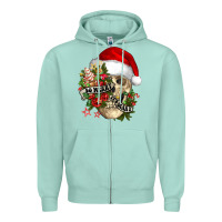 Seafoam So merry it's scary Zipper Hoodie - NancyCooperArtShop