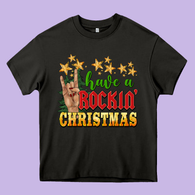 Have A Rockin Christmas Heavy Core Tee Designed By Barkaloodesign