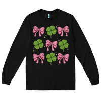 Black coquette bow clover st. patrick's day Long Sleeve Tee - MaliasSmallBusiness