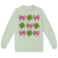 Matcha coquette bow clover st. patrick's day Long Sleeve Tee - MaliasSmallBusiness