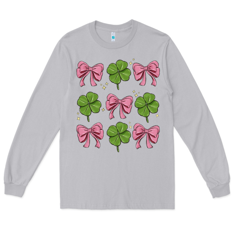 Coquette Bow Clover St. Patrick's Day Long Sleeve Tee by MaliasSmallBusiness | Teevron