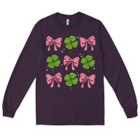 Plum coquette bow clover st. patrick's day Long Sleeve Tee - MaliasSmallBusiness