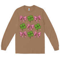 Toasted Coconut coquette bow clover st. patrick's day Long Sleeve Tee - MaliasSmallBusiness