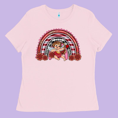 Valentine's Day Cupid Rainbow Ladies Tee Designed By Ranaportraitstore