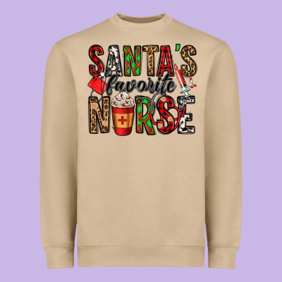 Santa's Favorite Nurse Heavyweight Sweatshirt Designed By Jasminsmagicworld