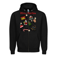 Black Merry Christmas Zipper Hoodie - MaliasSmallBusiness