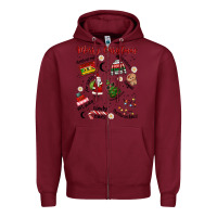 Burgundy Merry Christmas Zipper Hoodie - MaliasSmallBusiness