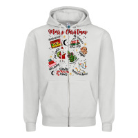 Dove Grey Merry Christmas Zipper Hoodie - MaliasSmallBusiness